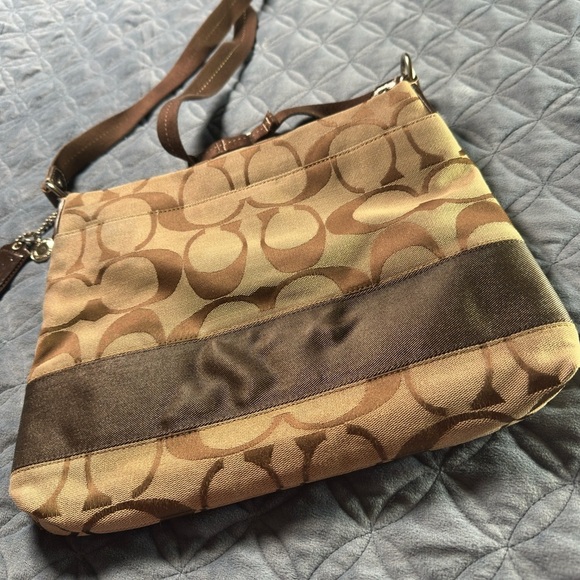 Coach Tan and Brown Crossbody Bag with Signature Monogram - Picture 6 of 8